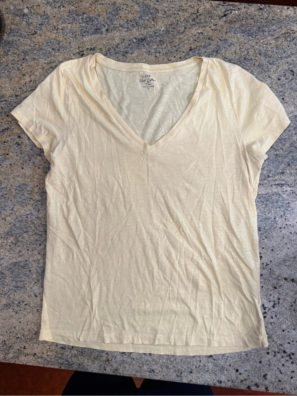J. Crew Cream V‑Neck Short Sleeve Tee